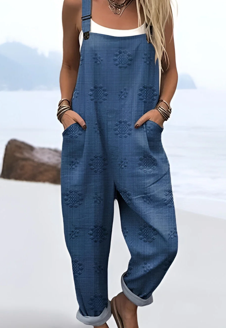 Rikke™ | Indigo-Patterned Overalls
