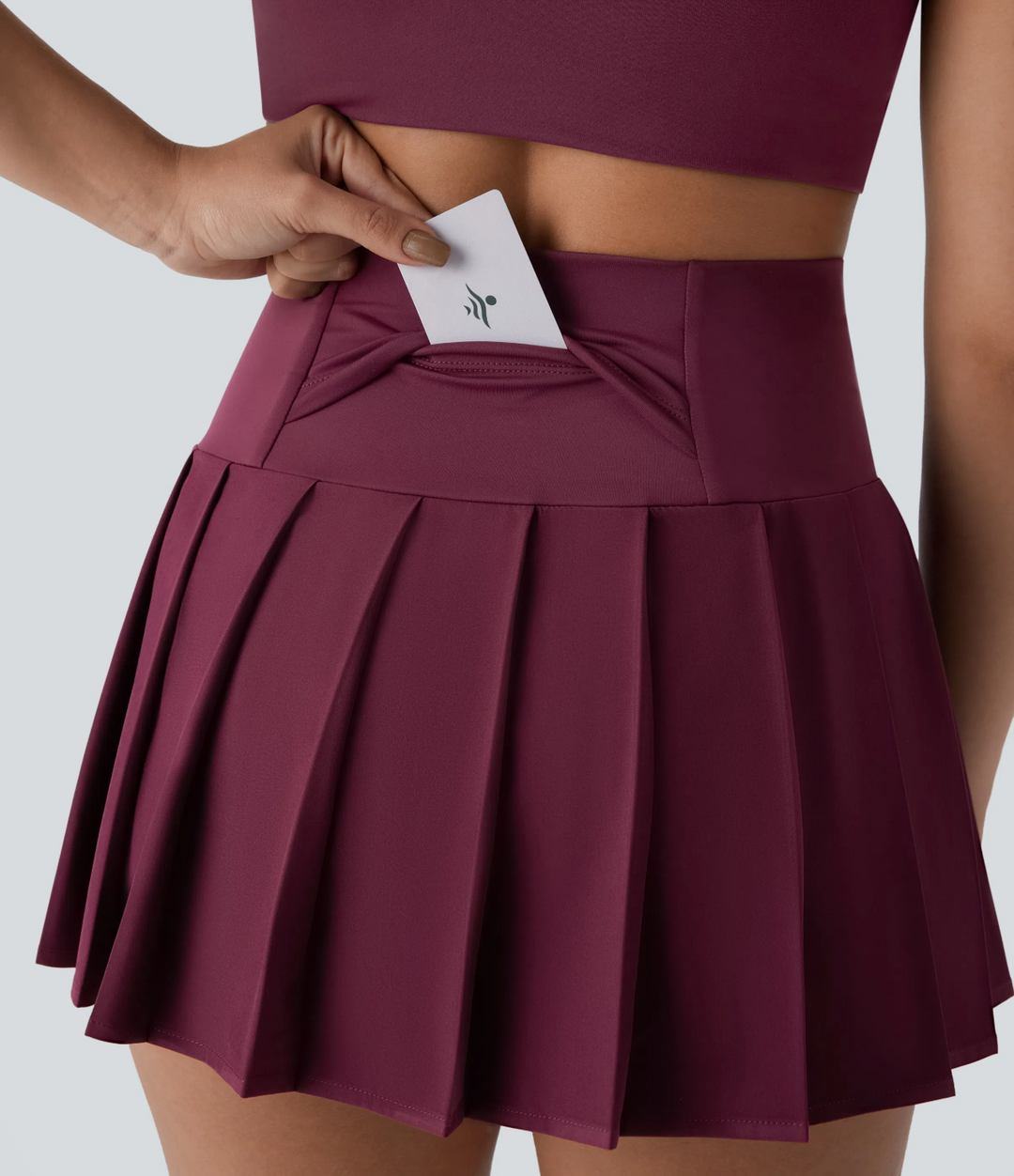 Breezeful™ High Waisted Pleated 2-in-1 Side & Back Pocket Asymmetric Hem Quick Dry Mini Dance Skirt