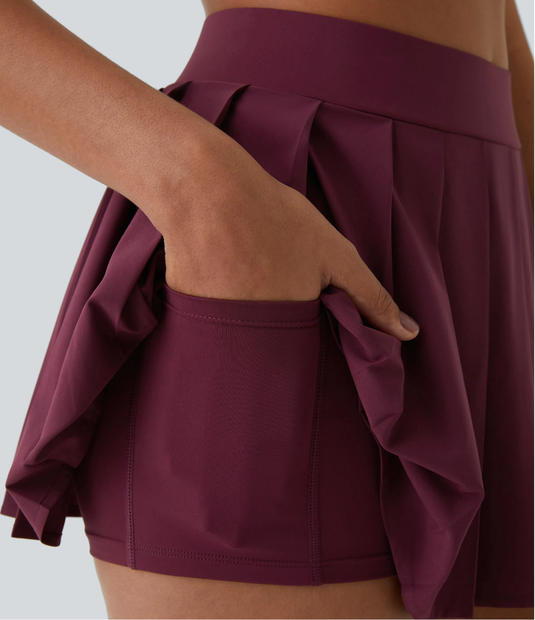 Breezeful™ High Waisted Pleated 2-in-1 Side & Back Pocket Asymmetric Hem Quick Dry Mini Dance Skirt