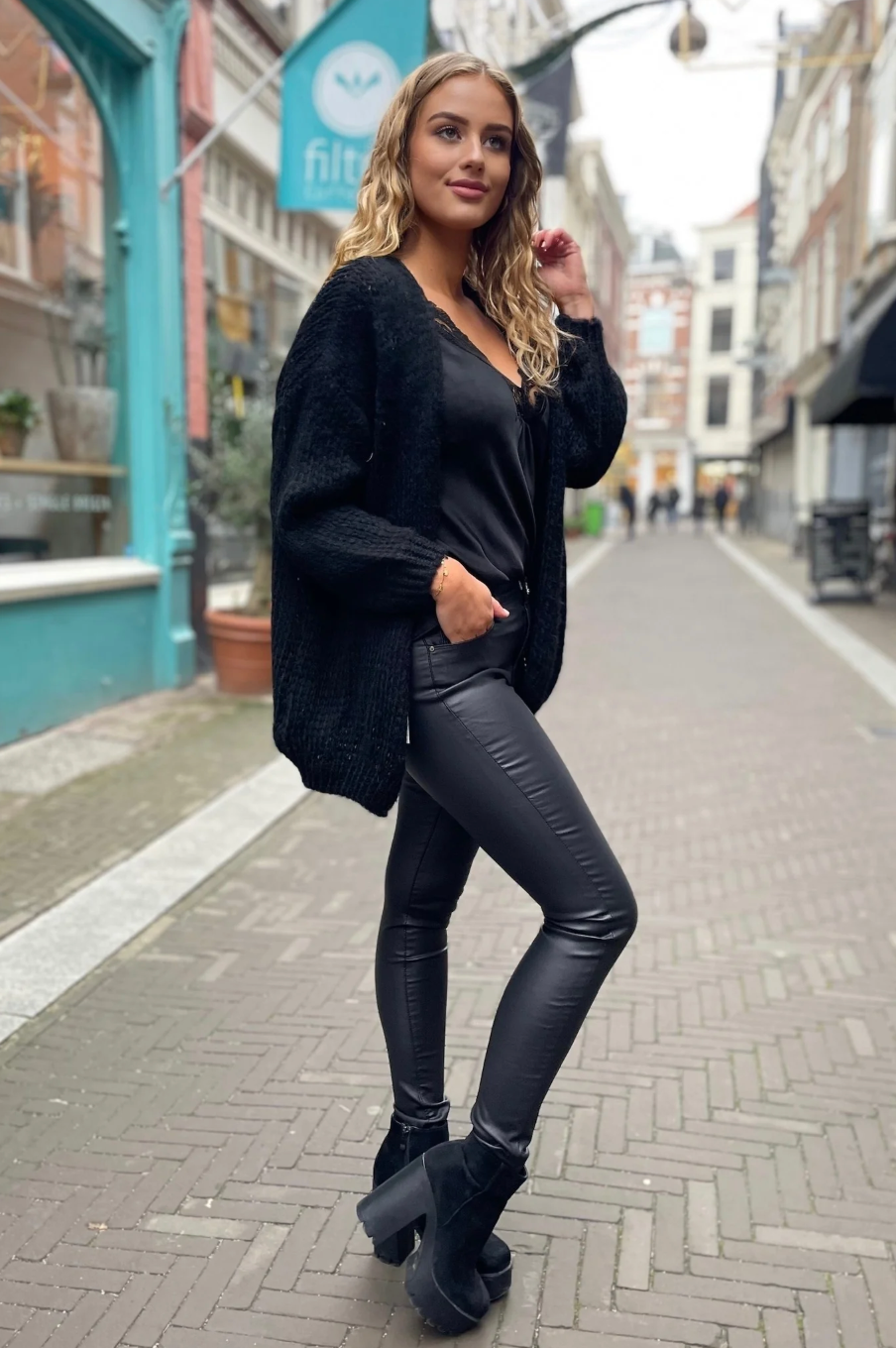 Musthave Leather Look Pants - Black