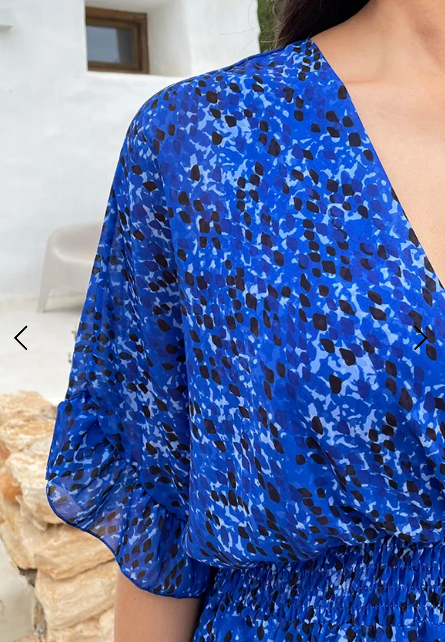 Ruffle Layered Dress Print Cobalt