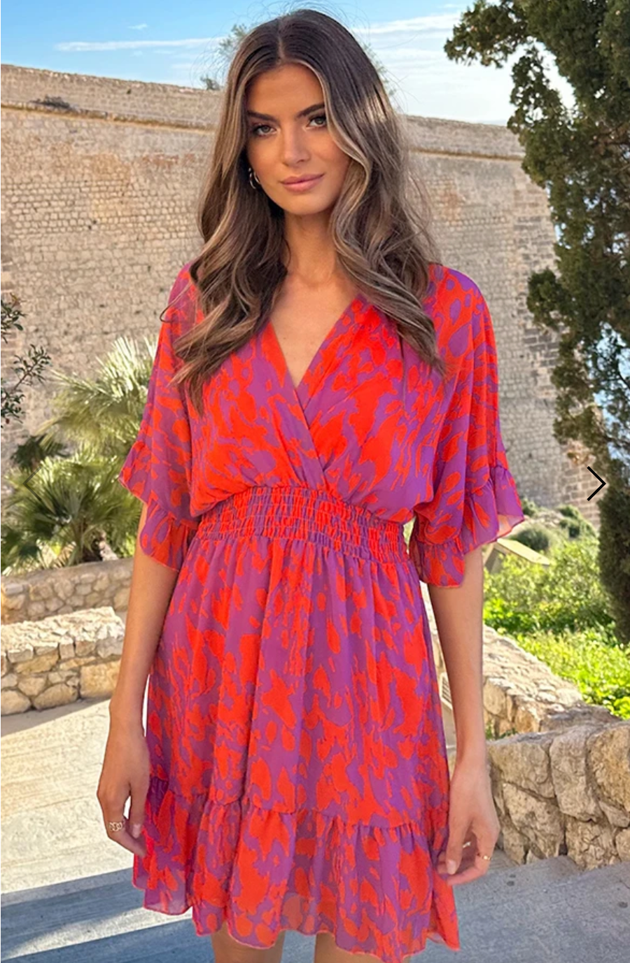 Ruffle Layered Dress Print Cobalt