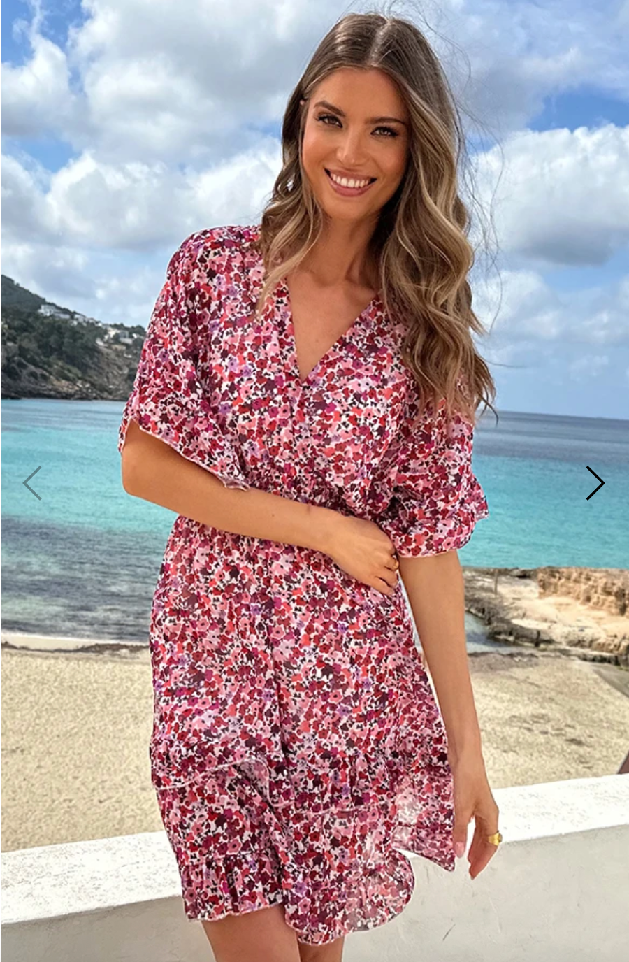Ruffle Layered Dress Print Cobalt