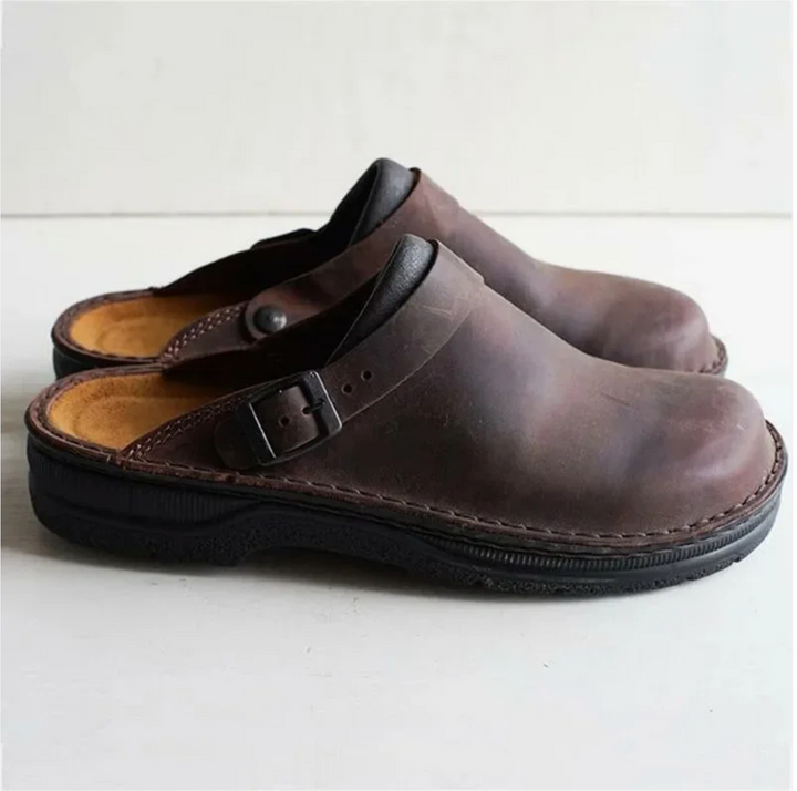 Leather Clogs with Adjustable Strap