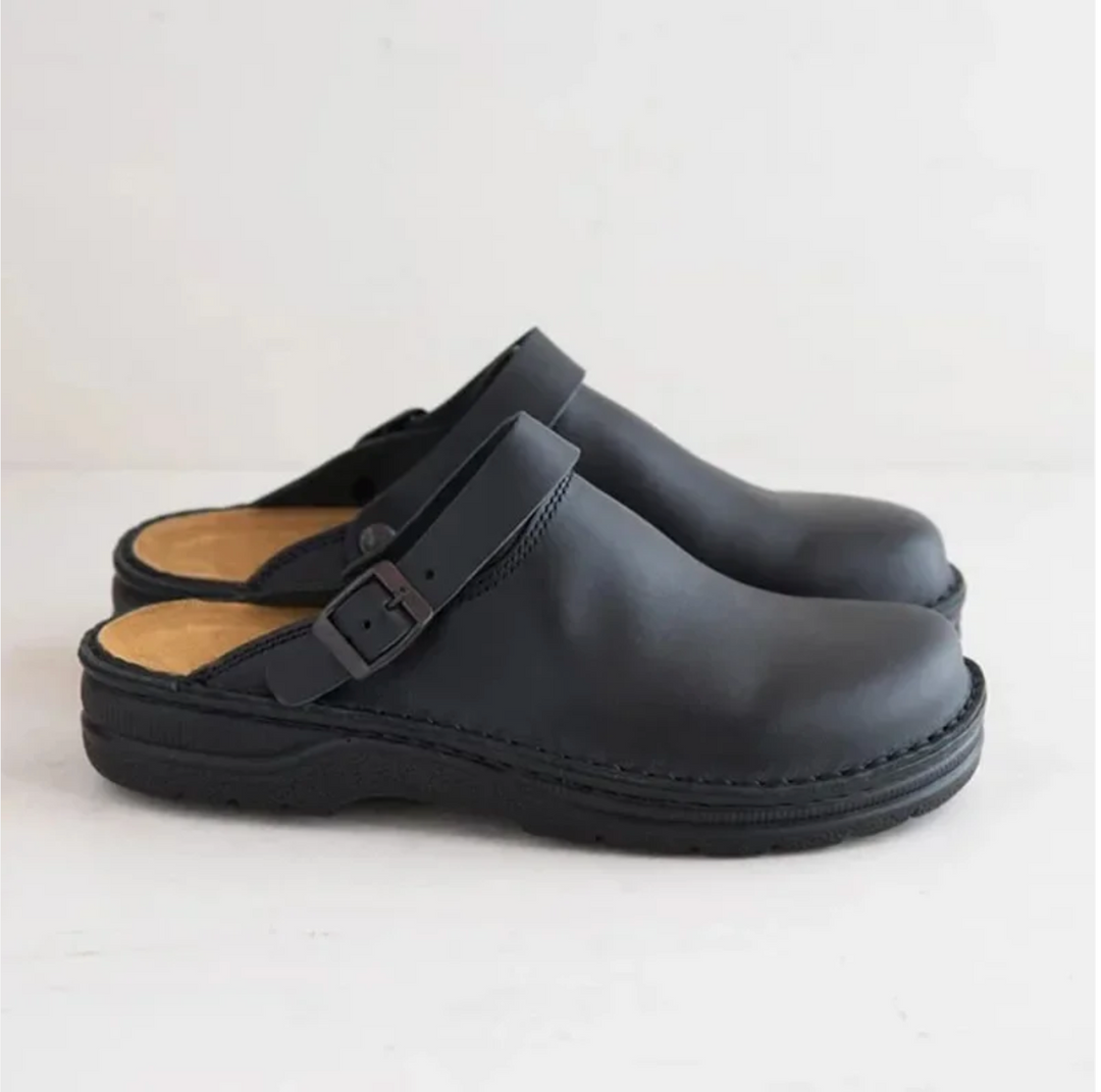 Leather Clogs with Adjustable Strap