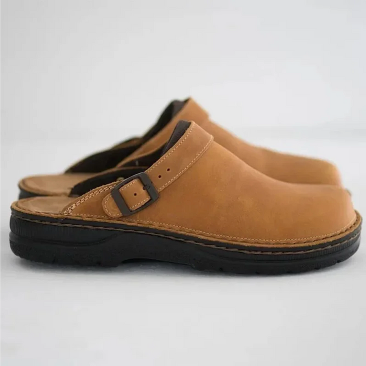 Leather Clogs with Adjustable Strap